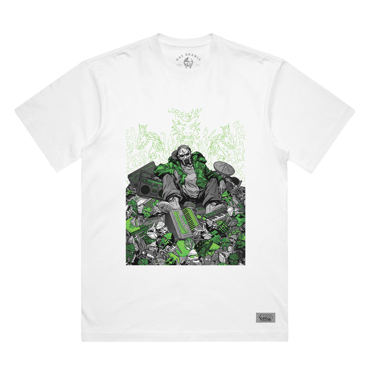 MF DOOM x Sanford Greene - White Shirt (Green & Chrome Edition)