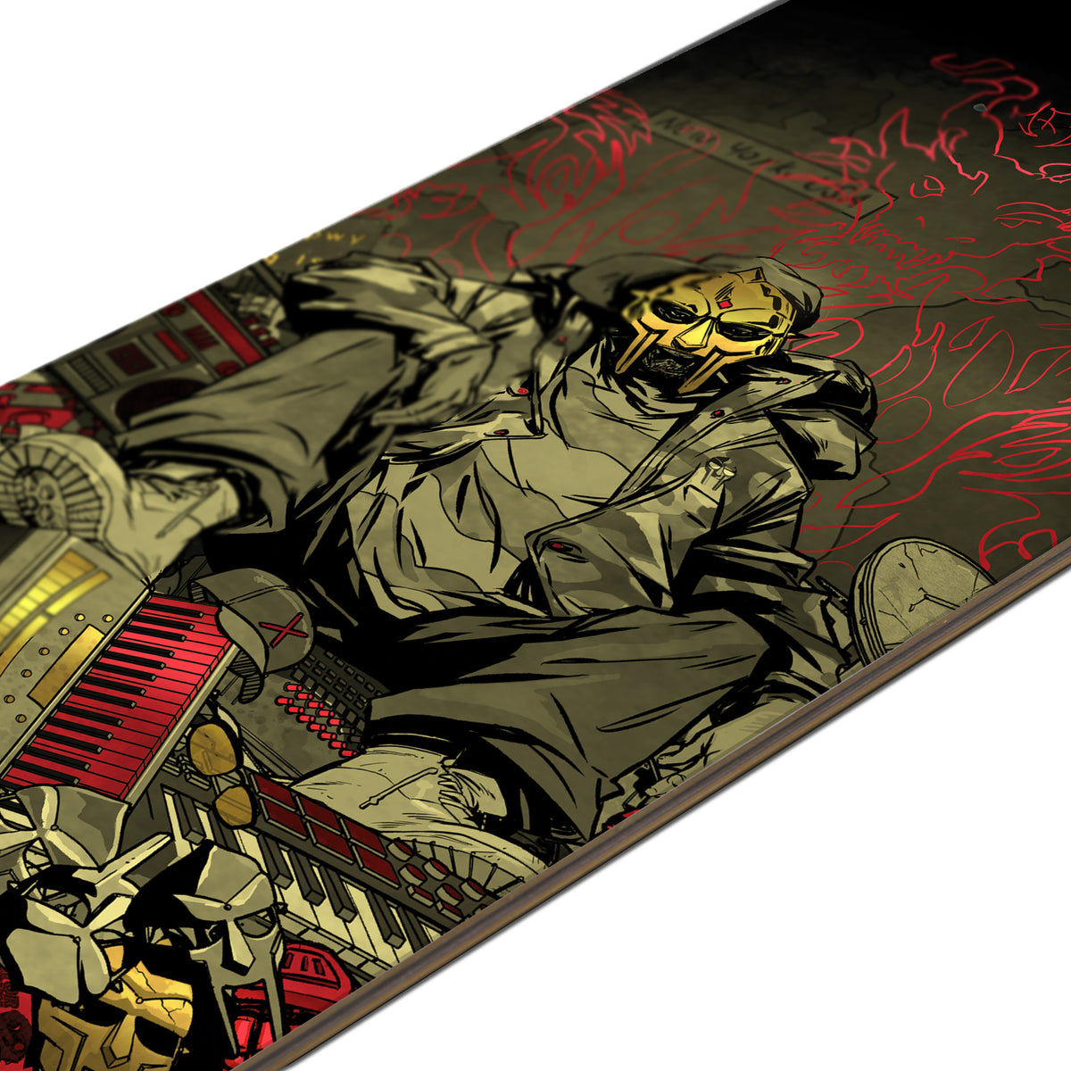 MF DOOM x Sanford Greene - Skate Deck (Red & Gold Edition)
