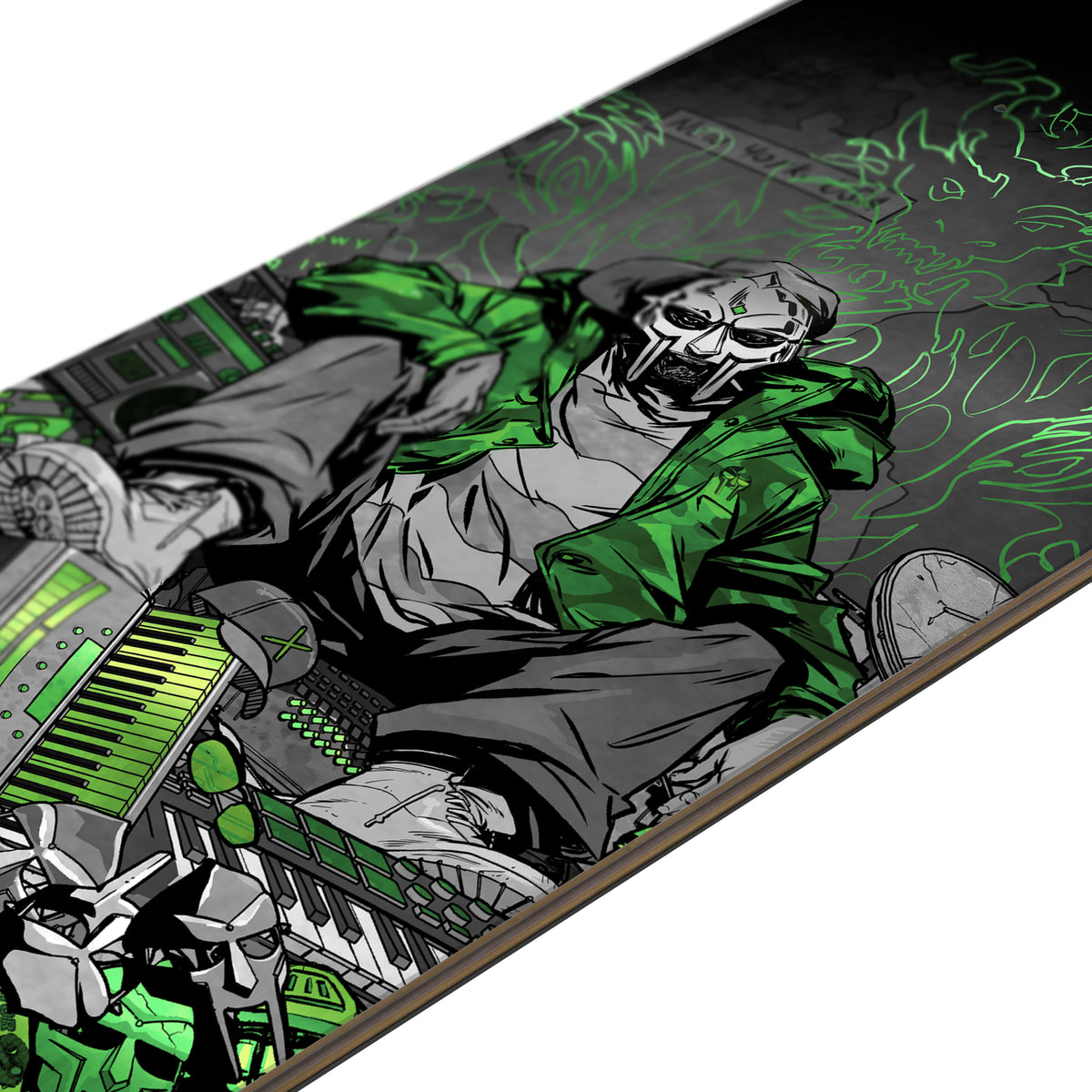 MF DOOM x Sanford Greene - Skate Deck (Green & Chrome Edition)