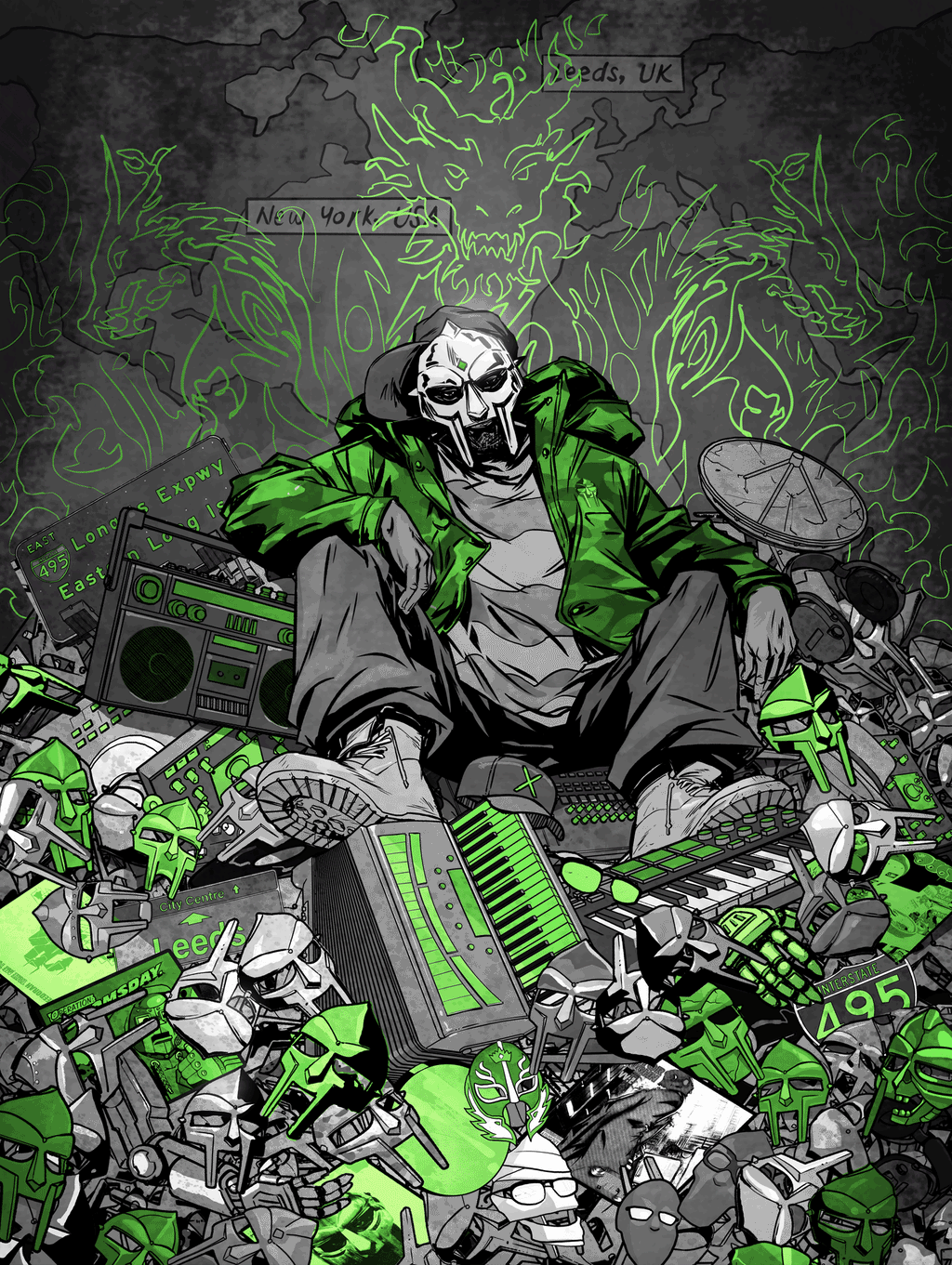 MF DOOM x Sanford Greene - Print (Green & Chrome Edition)