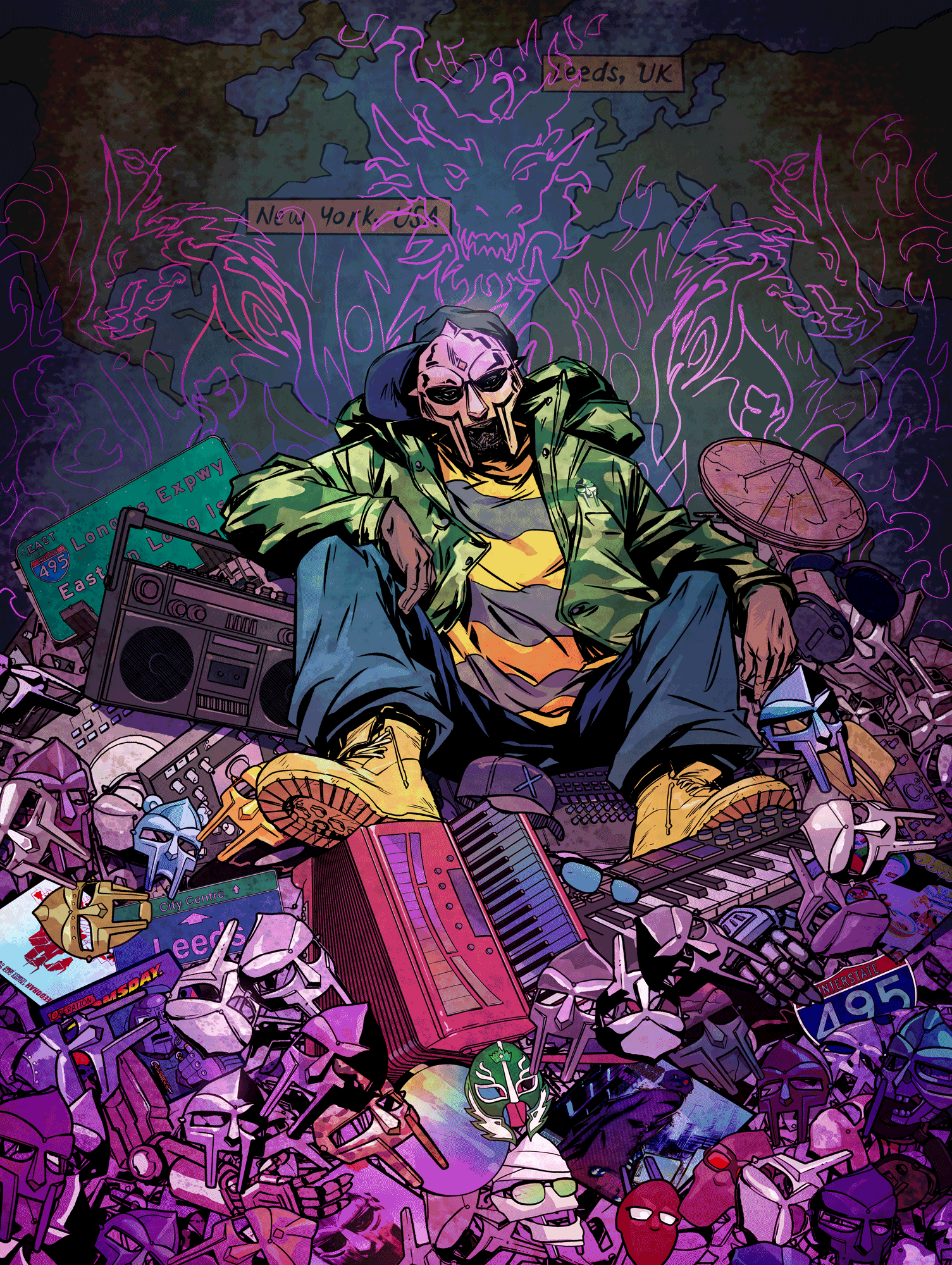 MF DOOM x Sanford Greene - Print (Rainbow Foil Edition)